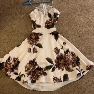 White Floral dress with a Lace Backing and Zipper